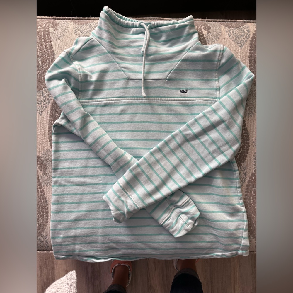 Vineyard Vines Aqua and White Striped Top